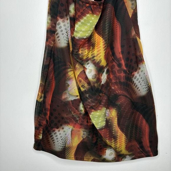 Pretty Little Thing Halter Dress 10 Abstract Y2K 90s Plunge Artsy Goth Indie - Picture 6 of 12